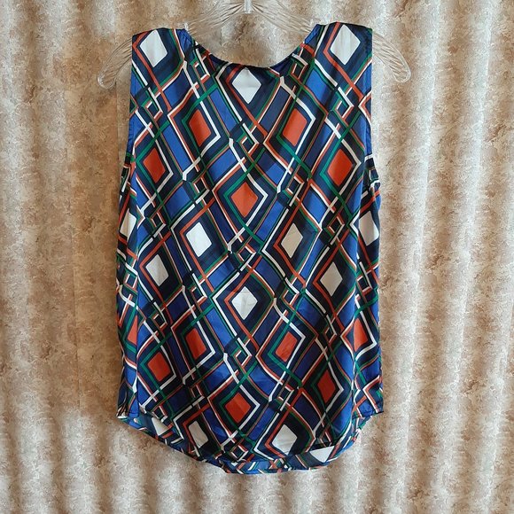 9West sleeveless geometric print top size M - Picture 4 of 6